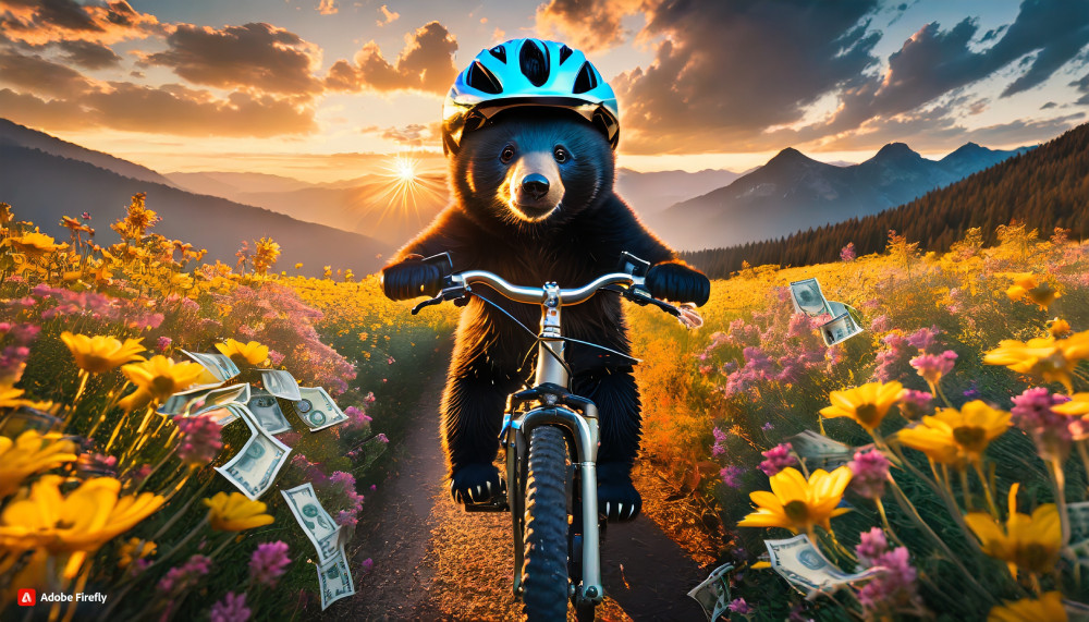 Artificial Intelligence's idea of a mountin biking bear